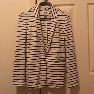 Black & White Striped Old Macy Cotton Blazer